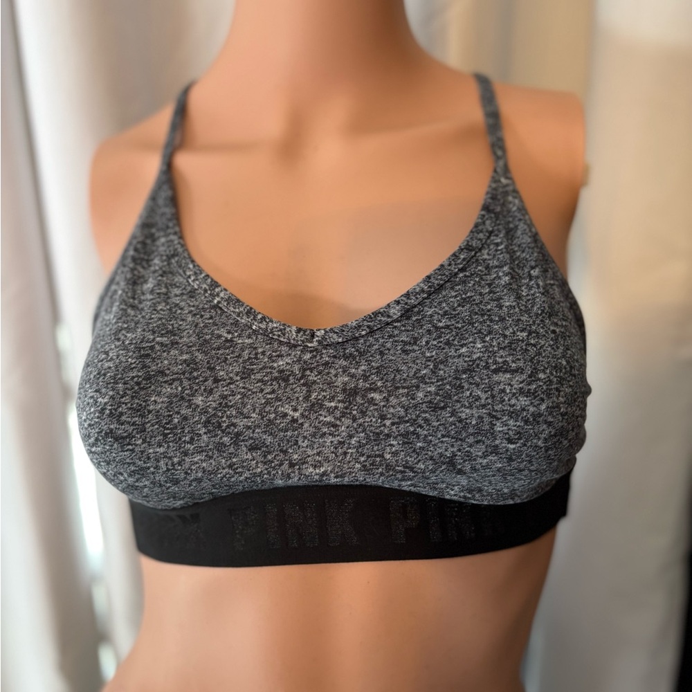 Pink Victoria's Secret Women's Black and Gray Sports Bra Medium - Picture 8 of 15